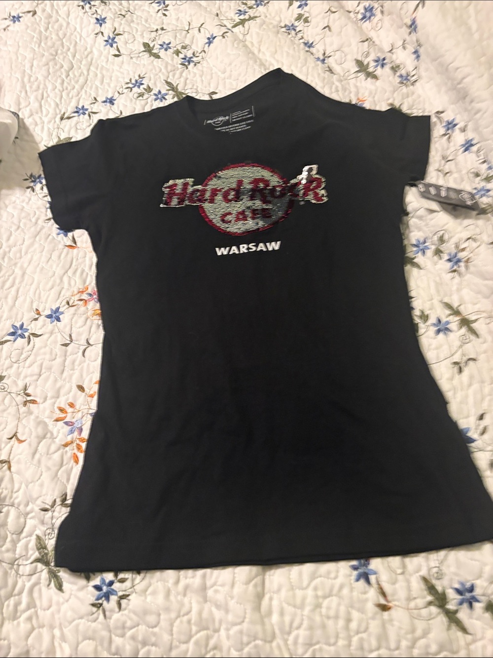 Hard Rock Cafe Black Tee with Red Sequin Logo